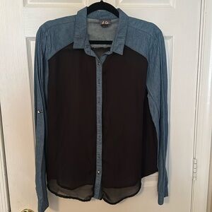 Dots Shirt Size XL Color Blue Black 
See Through
Denim